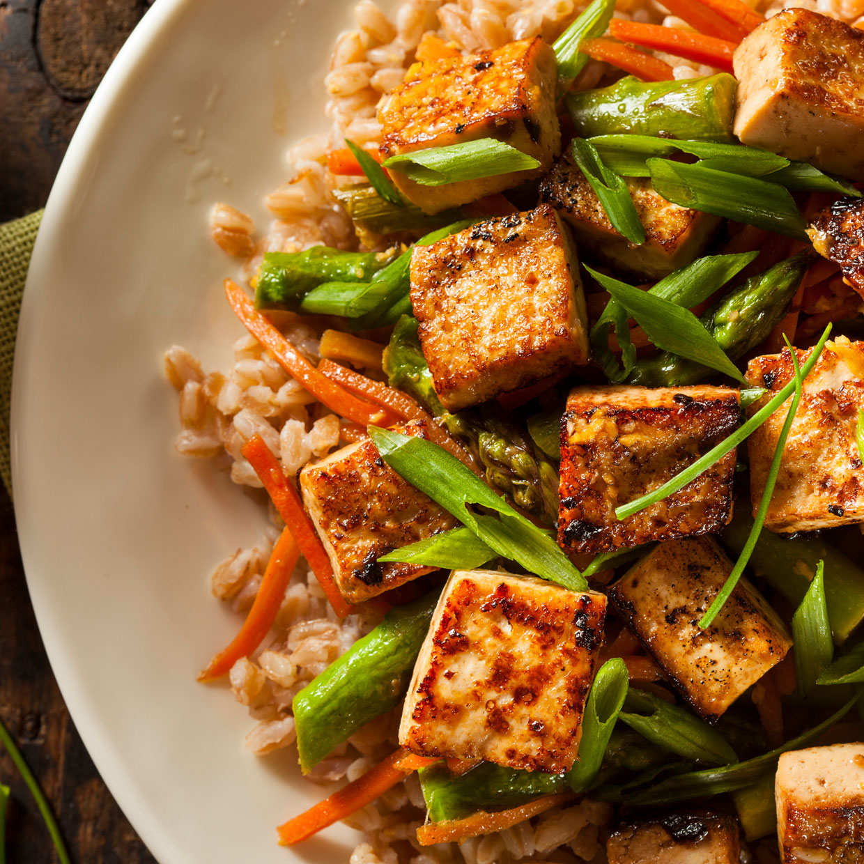 Pumpkin Seed Crusted Tofu Stir-Fry